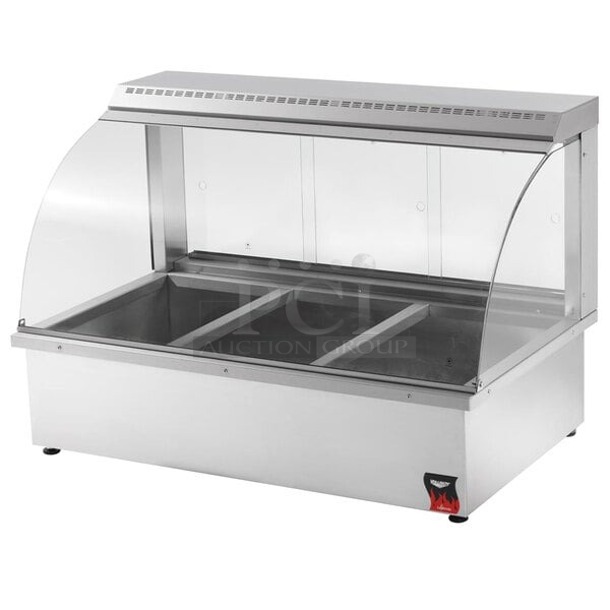 BRAND NEW SCRATCH & DENT! Vollrath 40732 Cayenne Portable Bain Marie Hot Display Case - 1440W. Glass is broken. S/N:L02-00467257-007 Volts, 12 Amps, 1 Phase, 60 Hertz 43x31x29 - Image 1 of 1