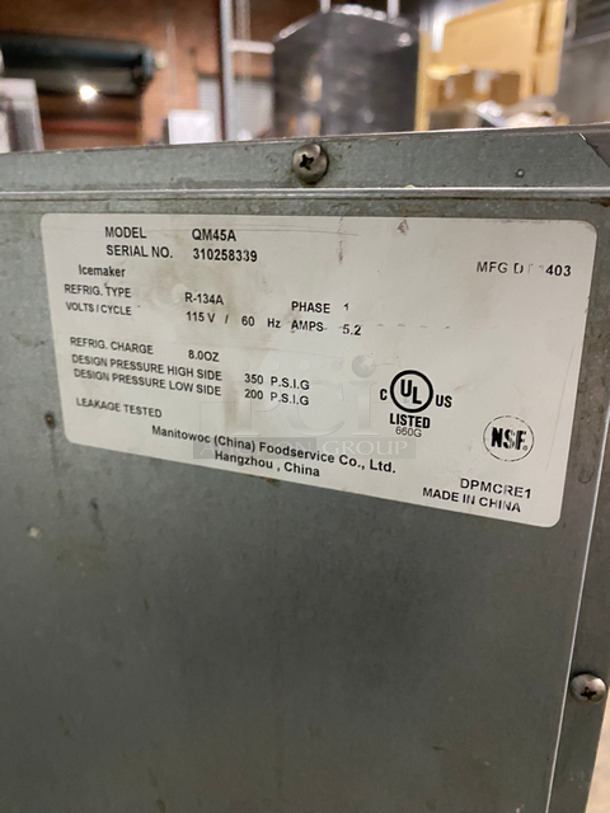Manitowoc Commercial Undercounter Ice Making Machine! All Stainless Steel! On Legs! Model: QM45A SN: 310258339 115V 60HZ 1 Phase - Image 5 of 9