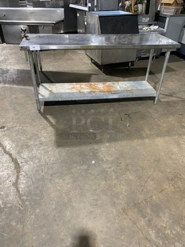 Solid Stainless Steel Work Top/ Prep Table! With Mounted Can Opener! With Storage Space Underneath! On Legs!