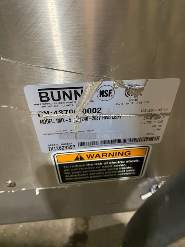 Bunn Commercial Countertop Hot Beverage Dispenser! Model: IMIX5 SN: IMIX029357 120/208/240V 60HZ 1 Ph - Image 5 of 8