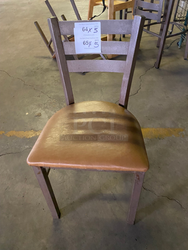 Tan Cushioned Chairs! With Brown Metal Body! 5x Your Bid!