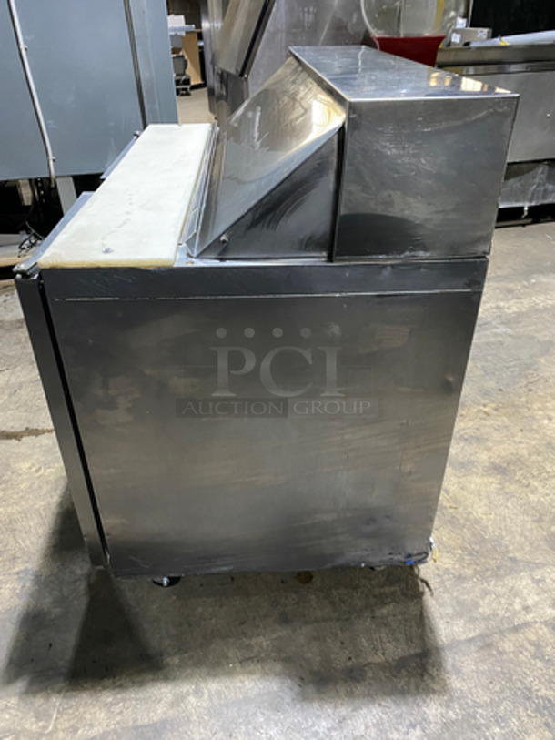 Traulsen Commercial Refrigerated Sandwich Prep Table! With Commercial Cutting Board! With 2 Door Storage Space Underneath! All Stainless Steel! On Casters! 115V 60HZ 1 Phase - Image 2 of 8