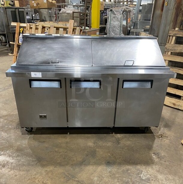 Late Model! Kelvinator Stainless Steel Commercial Mega Top Sandwich Prep Table! With 3 Doors Storage Space Underneath! On Casters! Working When Removed! MODEL KCMT70.30HC 115V - Image 1 of 10