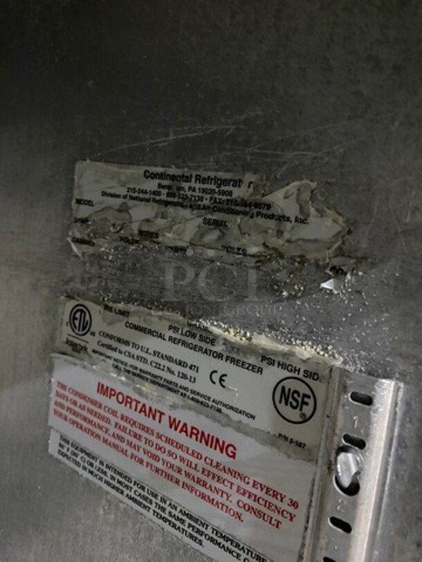 Continental Commercial Refrigerated Sandwich Prep Table! With 2 Door Underneath Storage Space! All Stainless Steel! On Casters! - Image 8 of 9