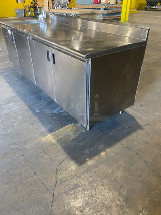 All Stainless Steel Commercial Prep Table! With Left Side Hand Sink! With 4 Door Underneath Storage Space! On Legs! - Image 2 of 9