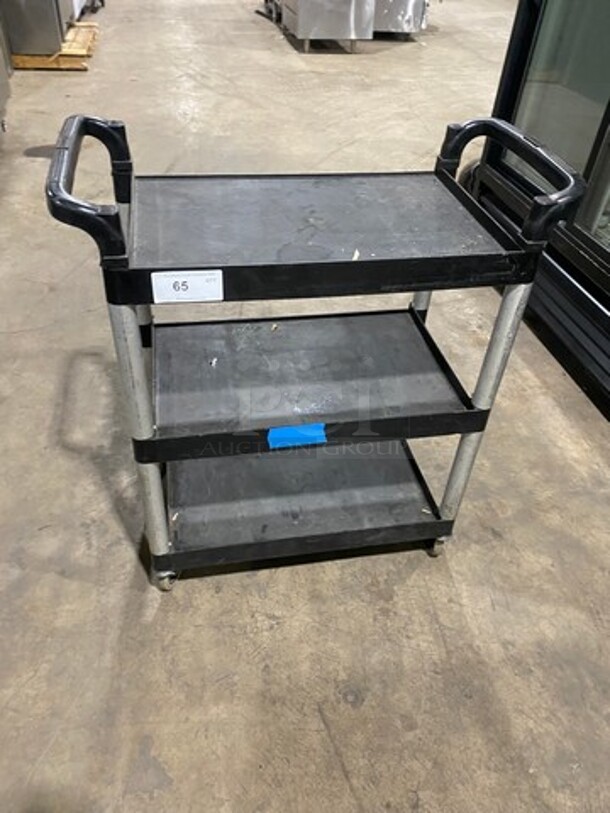 Qualite Commercial Poly 3 Tier Utility Cart! With Dual Side Push Handles! On Casters! - Image 1 of 6