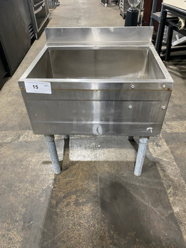 Commercial Bar Ice Bin! With Backsplash! All Stainless Steel! On Legs!