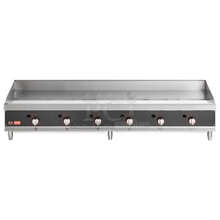 BRAND NEW SCRATCH & DENT! Cooking Performance Group GTU-CPG-72-N Ultra Series 72" Chrome Plated Natural Gas 6-Burner Countertop Griddle - 180,000 BTU. 