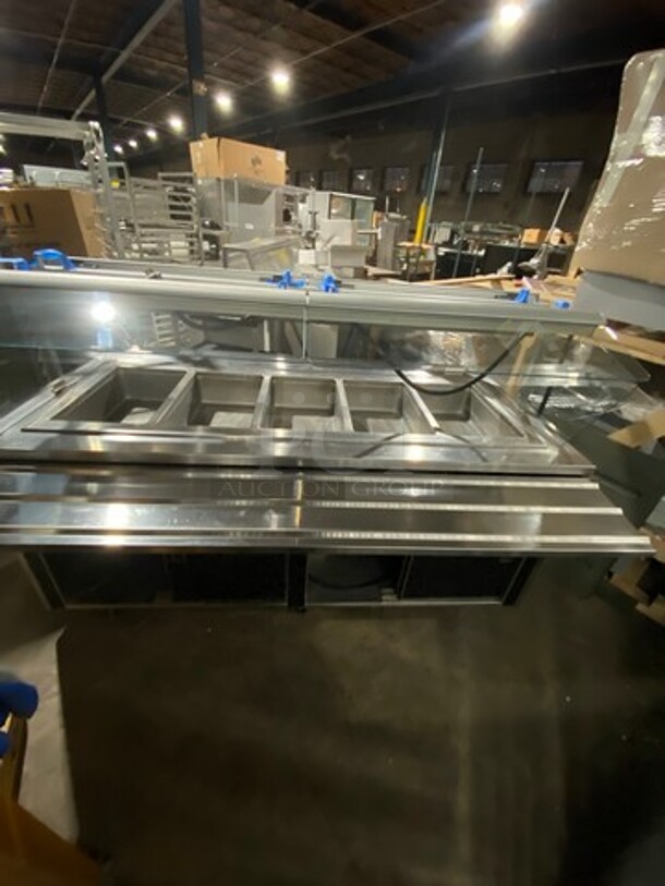 Amtekco Commercial Electric Powered 5 Well Buffet Style Steam Table! With Dual Side Lowering Prep Line! With Sneeze Guard! On Casters! WORKING WHEN REMOVED! - Image 3 of 10