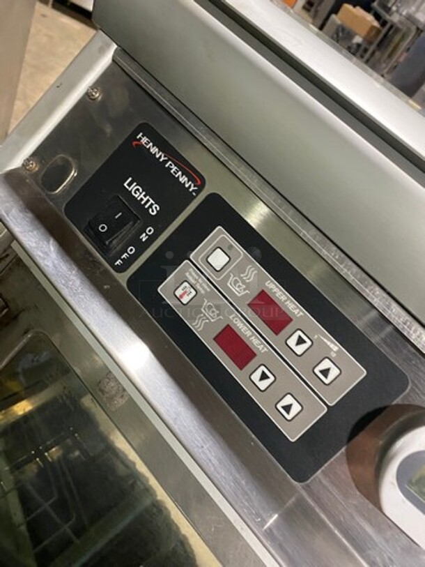 Henny Penny Commercial Countertop Electric Powered Heated Food Display Case Merchandiser! With Rear Access Sliding Doors! With Lowering Prep Line! Stainless Steel Body! (MEASUREMENTS INCLUDE PREPLINE) Model: HMR105 SN: HA1305063 120/208V 60HZ 1 Phase - Image 9 of 12