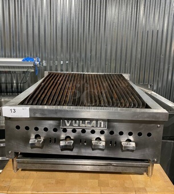 Vulcan Hart Commercial Countertop Natural Gas Powered Char Broiler Grill! Stainless Steel Body! On Small Legs! WORKING WHEN REMOVED! Model: VCCB25 SN: 637101178
