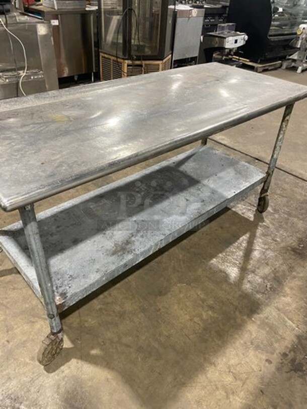 Solid Stainless Steel Work Top/ Prep Table! With Storage Space Underneath! On Casters! - Image 3 of 6