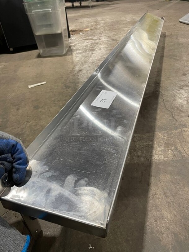 All Stainless Steel! Wall Mounted Commercial Shelf With Backsplash! - Image 2 of 4