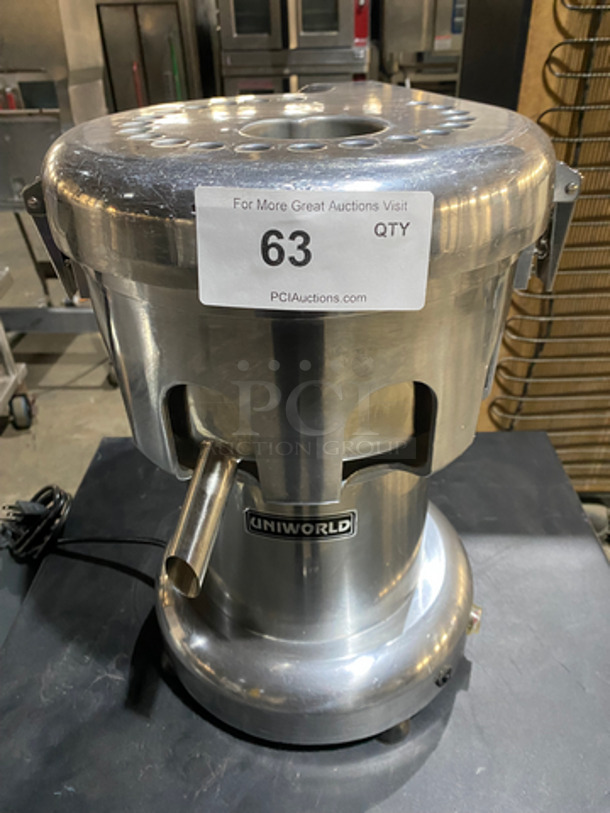 Uniworld Commercial Countertop Electric Powered Juicer! All Stainless Steel! Model: UJC550E SN: 19CY1014009 110V 60HZ