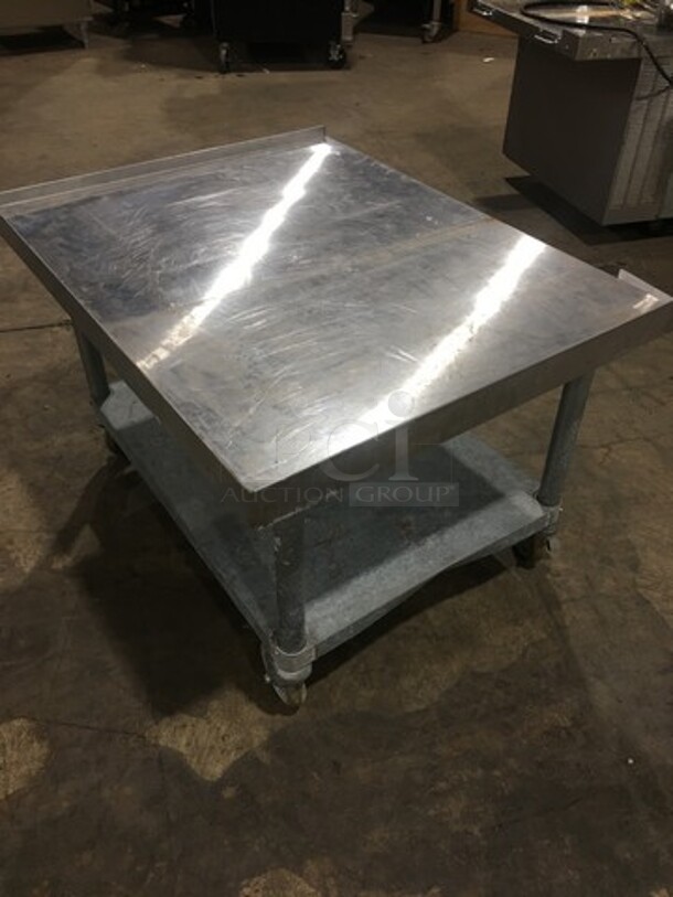 Solid Stainless Steel Work Top/ Prep Table! With Back And Side Splashes! With Storage Space Underneath! On Casters! - Image 4 of 7