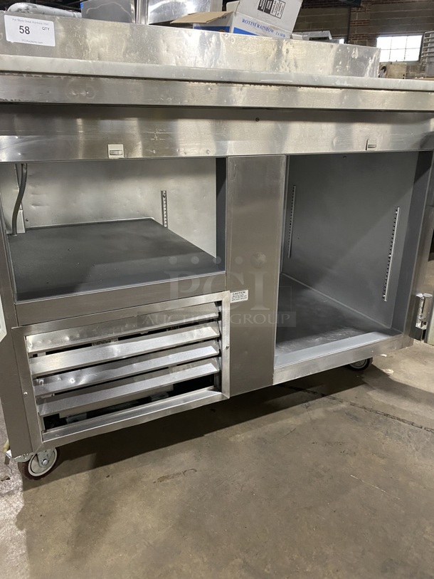 LEADER Commercial Refrigerated Pizza Prep Table! With 1 1/2 Door Storage Space Underneath! All Stainless Steel! On Casters! Model ESPT48 S/C Serial NP05C0836 115V/60Hz/1 Phase - Image 6 of 8