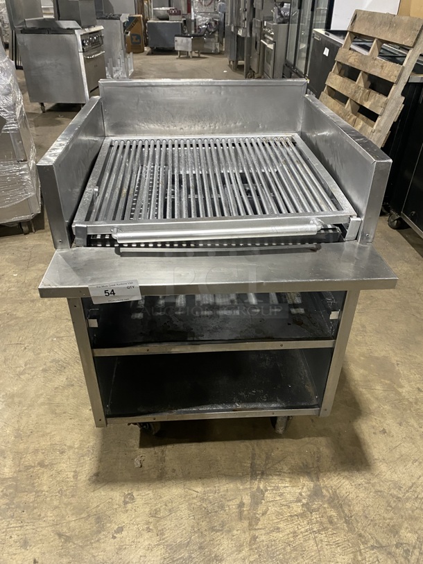 NICE! MagiKitch'N Commercial Natural Gas Powered Char Broiler Grill! With Back & Side Splashes! Model EMSM30 Serial 99015007! On Legs! - Image 1 of 8