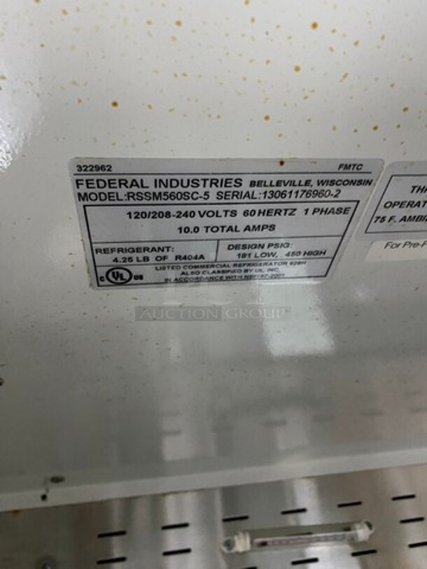Federal Industries Commercial Refrigerated Grab-N-Go Open Case Merchandiser! With Rear Access Doors! Model: RSSM560SC5 SN: 130611769602 120/208/240V 60HZ 1 Phase - Image 7 of 8