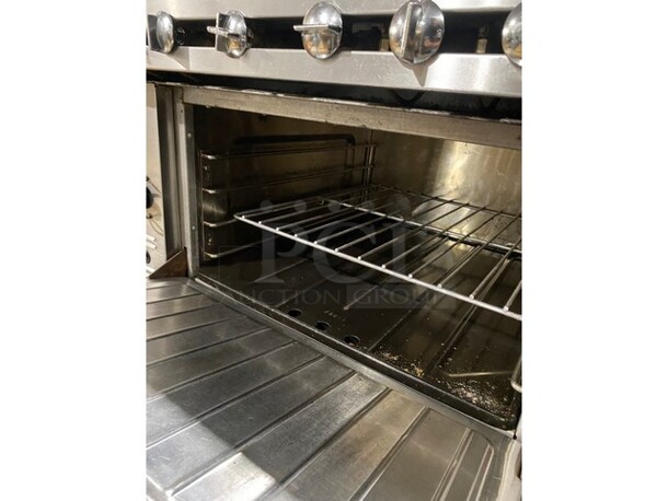 US Range Natural Gas Powered French Top Range! With Full Size Oven Underneath! All Stainless Steel! On Casters!  - Image 6 of 12