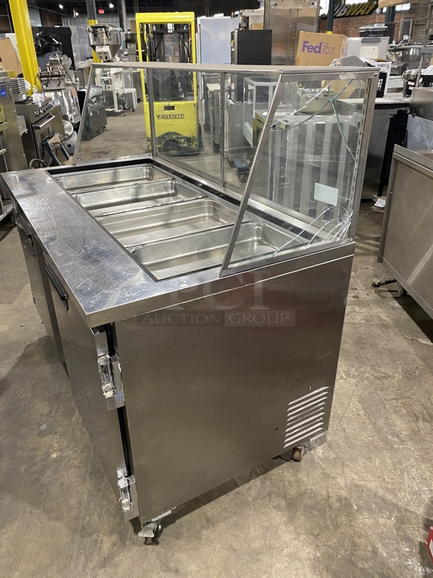 Nice! Leader Refrigerated Mega Top Sandwich Prep Table! With Sneeze Guard! With 2 Door Underneath Storage Space! Model ESLM60S/C! 115v 1ph!  On Casters! - Image 3 of 8