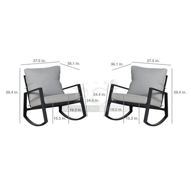 ROCK THE NITE AWAY! Mainstays Asher Springs 2-Piece Outdoor Furniture Patio Rocker Set -Grey. 27.5" W X 36" D X 29.4" H - Image 3 of 5