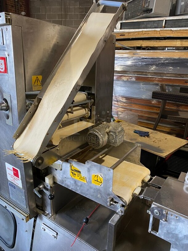 SWEET! KONIG Maschinen/RHEON Commercial Floor Style Stress Free Mass Production BUN ROLL LINE! Up To 4000 PCS Per Hour/Rounded, Stamped, Oval or Folded and Long-Rolled! Model Brotchenanlage/Roll Plant GS USA K2 Serial 3160052!  With Rheon Full Line Dough Sheeter WIth Hopper! On Commercial Casters!  - Image 9 of 12