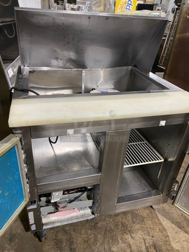 Leader Commercial Refrigerated Sandwich Prep Table! With Commercial Cutting Board! With 2 Door Underneath Storage Space! All Stainless Steel! On Casters! - Image 5 of 9