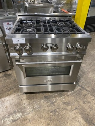 AWESOME! ZLINE Gas Powered 4 Burner Stove! With Oven Underneath! Stainless Steel! On Legs! MODEL RG30
Serial 20071176060 