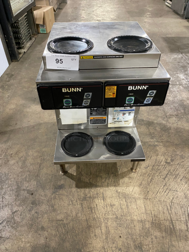 Bunn Commercial Countertop Dual Coffee Machine! With 4 Coffee Pot Warmers! All Stainless Steel! On Small Legs! Model: CDBC2/2TWIN SN: TWIN055798 120V 60HZ 1 Phase