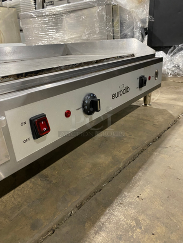 Eurodib Commercial Countertop Electric Powered Flat Griddle! With Back And Side Splashes! All Stainless Steel! On Small Legs! Model: SFE04910240 240V 60HZ - Image 7 of 8