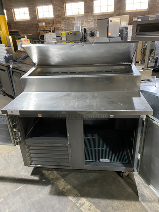 Leader Commercial Refrigerated Pizza Prep Table! With 2 Door Underneath Storage Space! All Stainless Steel! On Casters! Model: PT48SC SN: NH060158 115V 60HZ 1 Phase - Image 5 of 10
