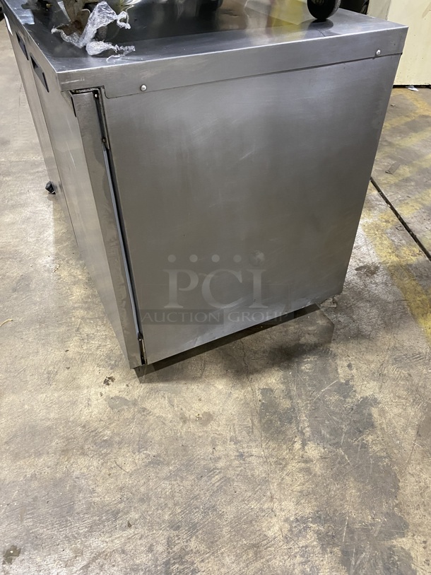 DELFIED Stainless Steel 2 Door  Worktop/Lowboy  Refrigerator W/ Poly Coated Racks! On Casters! Model UC4048 Serial 1101152001932 115V/60Hz/1 Phase  - Image 3 of 8