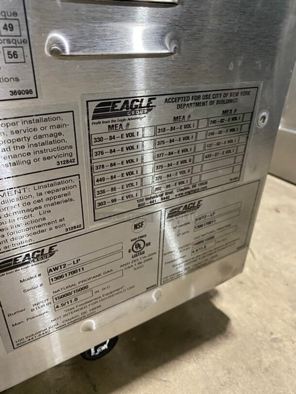 Eagle Group Stainless Steel Propane Gas Powered 2 Pans Steam Table! MODEL AWT2-LP SN: 1306170011 - Image 6 of 7