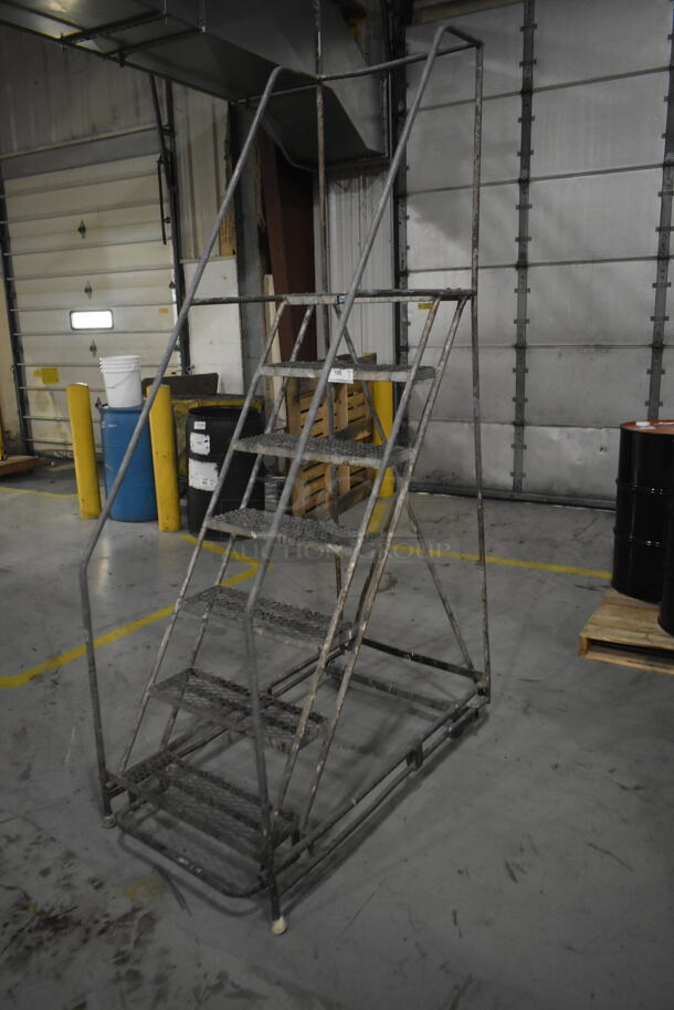 Louisville Gray Metal Portable Stairs on Commercial Casters. - Image 1 of 6