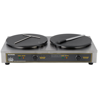 BRAND NEW SCRATCH AND DENT! 2023 Carnival King 382TCM16DBL Stainless Steel Commercial Countertop 16" Dual Non-Stick Crepe Maker. 208-240 Volts, 1 Phase. Tested and Working!