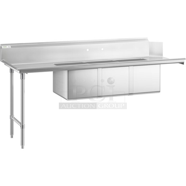 BRAND NEW SCRATCH AND DENT! Regency 600DDTS384LFT 16-Gauge 7' Soiled / Dirty Dish Table with 3-Compartment Sink - 16