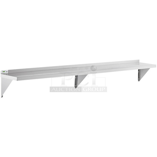 BRAND NEW SCRATCH AND DENT! Regency 600WS1296HD Stainless Steel 12" x 96" Heavy Duty Solid Wall Shelf - Image 1 of 5