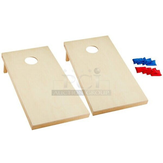 BRAND NEW SCRATCH AND DENT! Backyard Pro Courtyard Series 2' x 4' Plain Wood Cornhole Set