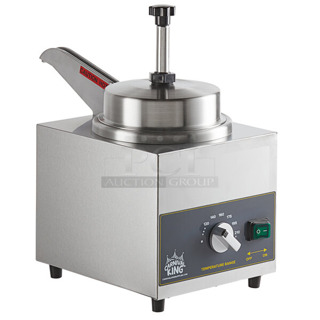 BRAND NEW SCRATCH AND DENT! Carnival King 382HSPW35 Stainless Steel Commercial 3.5 Qt. Warmer with Heated Spout and Pump. 115 Volts, 1 Phase. Tested and Working!