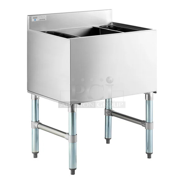 BRAND NEW SCRATCH AND DENT! Steelton 522UIB1824 1 8" x 24" Underbar Ice Bin with Bottle Holders - 77 lb. - Image 1 of 8