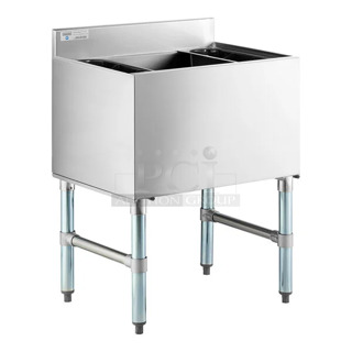 BRAND NEW SCRATCH AND DENT! Steelton 522UIB1824 1 8" x 24" Underbar Ice Bin with Bottle Holders - 77 lb.