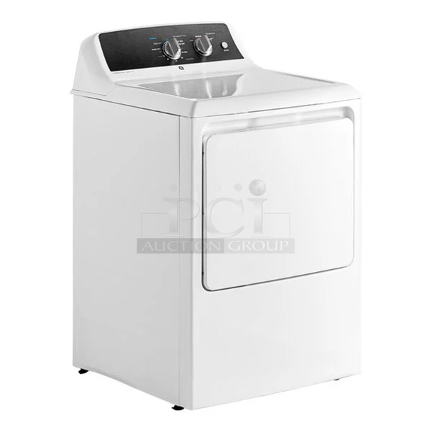 BRAND NEW SCRATCH AND DENT! General Electric GE GTX52EASP1WB 6.2 cu. ft. Front Load Electric Commercial Dryer - Free Use. 120/208-240 Volts, 1 Phase.  - Image 1 of 8