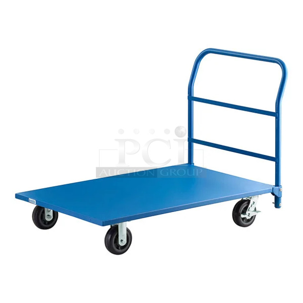 BRAND NEW SCRATCH AND DENT! Lavex 257SPT304820 30" x 48" Blue Steel Platform Truck - 2000 lb. Capacity. May Be Missing Pieces.  - Image 1 of 3