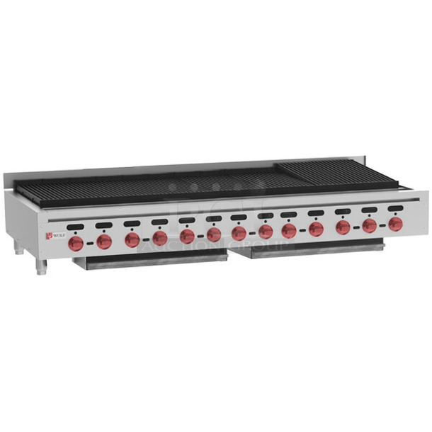 BRAND NEW SCRATCH AND DENT! Vulcan ACB72-101 Stainless Steel Commercial Natural Gas Low Profile 72" Medium-Duty Radiant Gas Countertop Charbroiler. 221,000 BTU - Image 1 of 8
