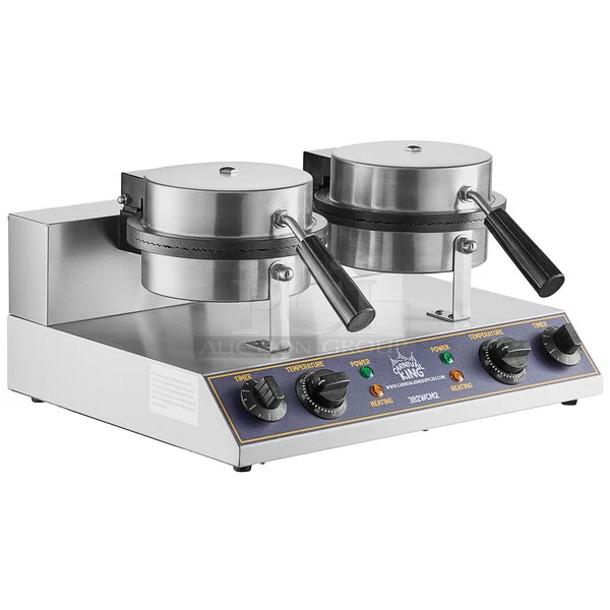 BRAND NEW SCRATCH AND DENT! 2023 Carnival King 382WCM2 8" Non-Stick Double Waffle Cone Maker. 120 Volts, 1 Phase. Tested and Working! - Image 1 of 9