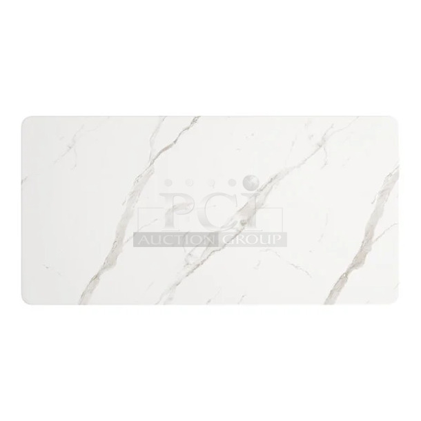 BRAND NEW SCRATCH AND DENT! Lancaster Table & Seating 1643672TFWHM 36" x 72" Rectangular Thermo-Formed MDF Table Top with White Marble Finish - Image 1 of 3