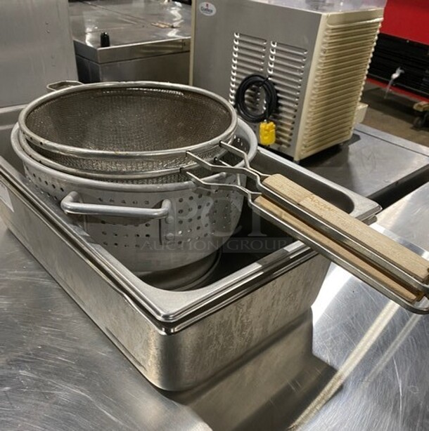 All One Lot! Stainless Steel Food Pans, Strainers! - Image 2 of 12