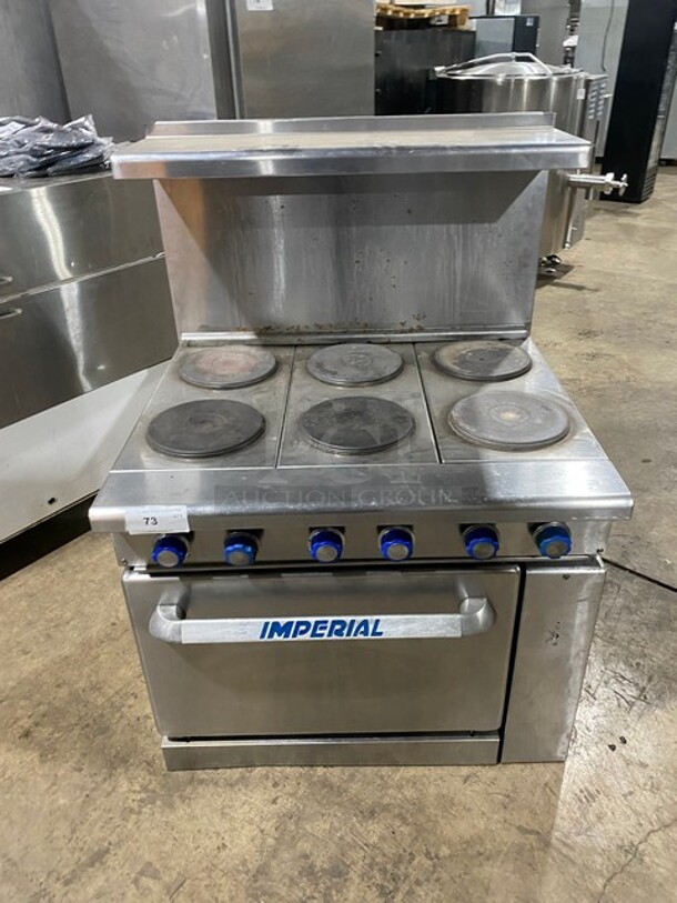 Sweet! Imperial Electric Powered 6Burner Hot Plate Range w/ Oven and Raised Back Splash! Stainless Steel! 
 - Image 1 of 9