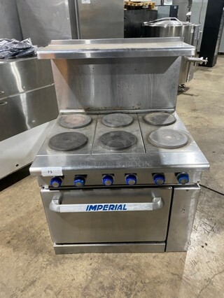 Sweet! Imperial Electric Powered 6Burner Hot Plate Range w/ Oven and Raised Back Splash! Stainless Steel! 
