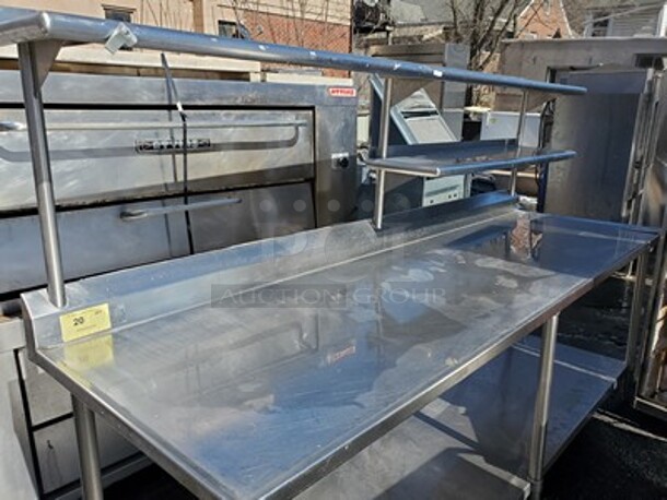 Stainless Steel Work Table W/ Overhead Shelf 